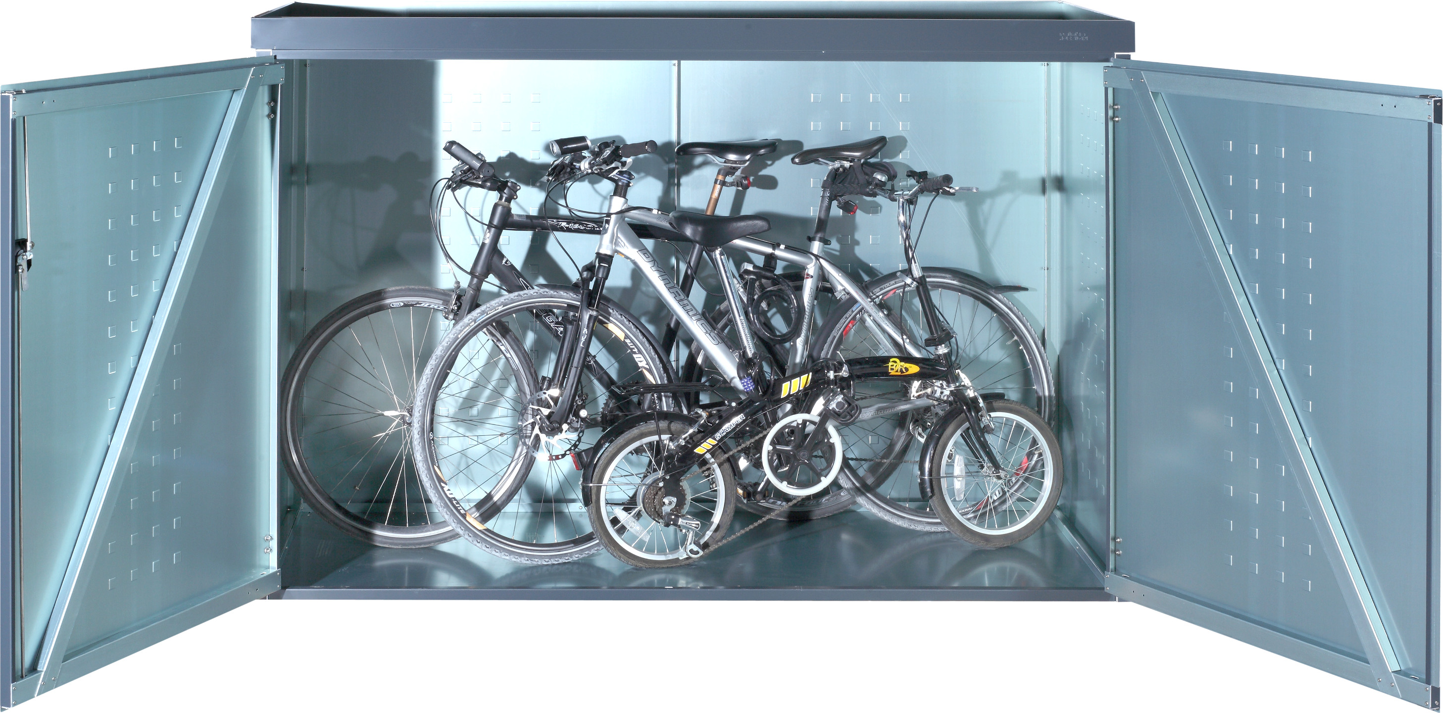 Fahrradgarage Typ-FW, für 3 Fahrräder, Pflanzenwanne, Aluminium Anthrazit