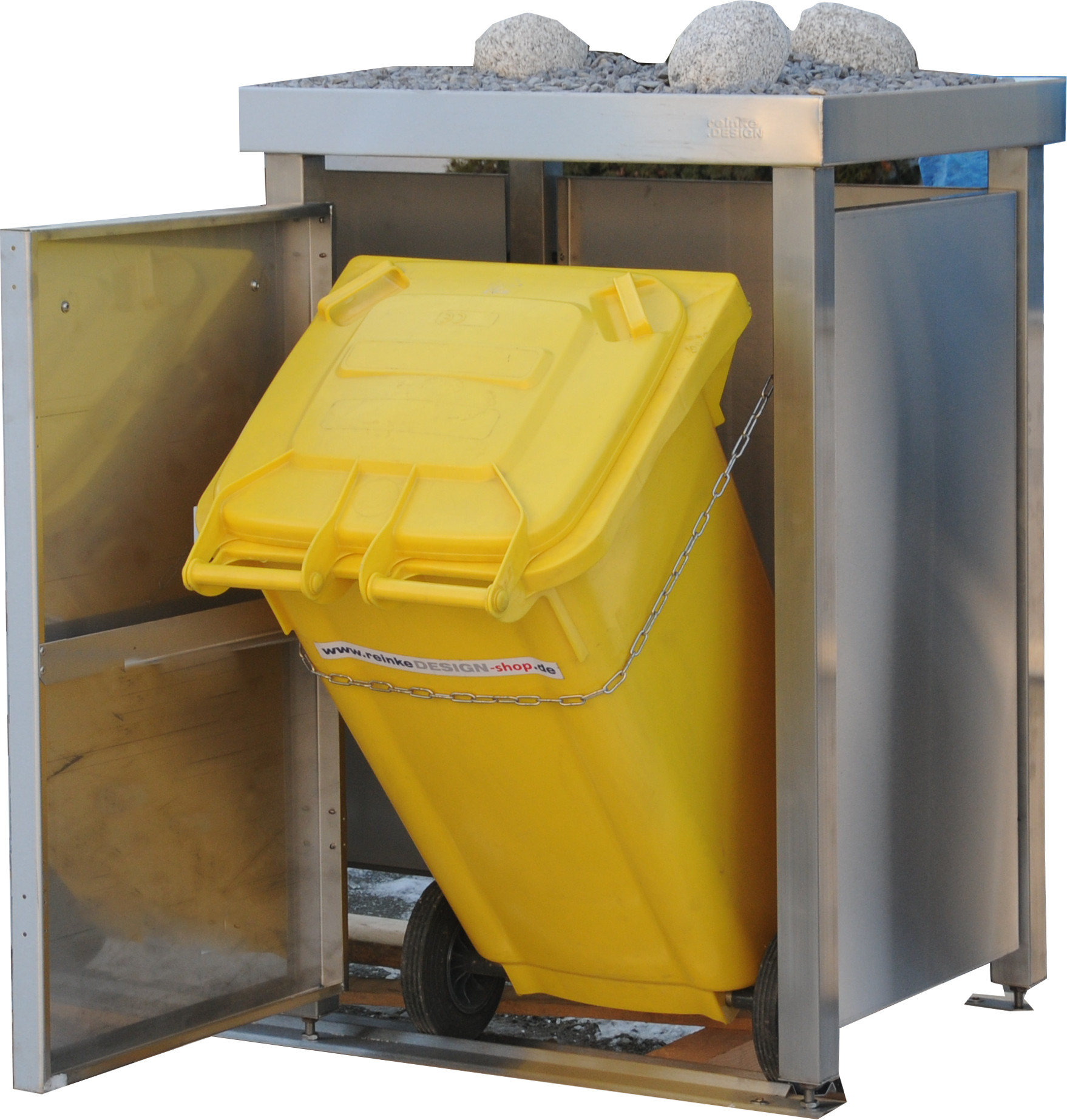 Mülltonnenverkleidung Typ-LW, 4x 240l, Türfarbe Edelstahl