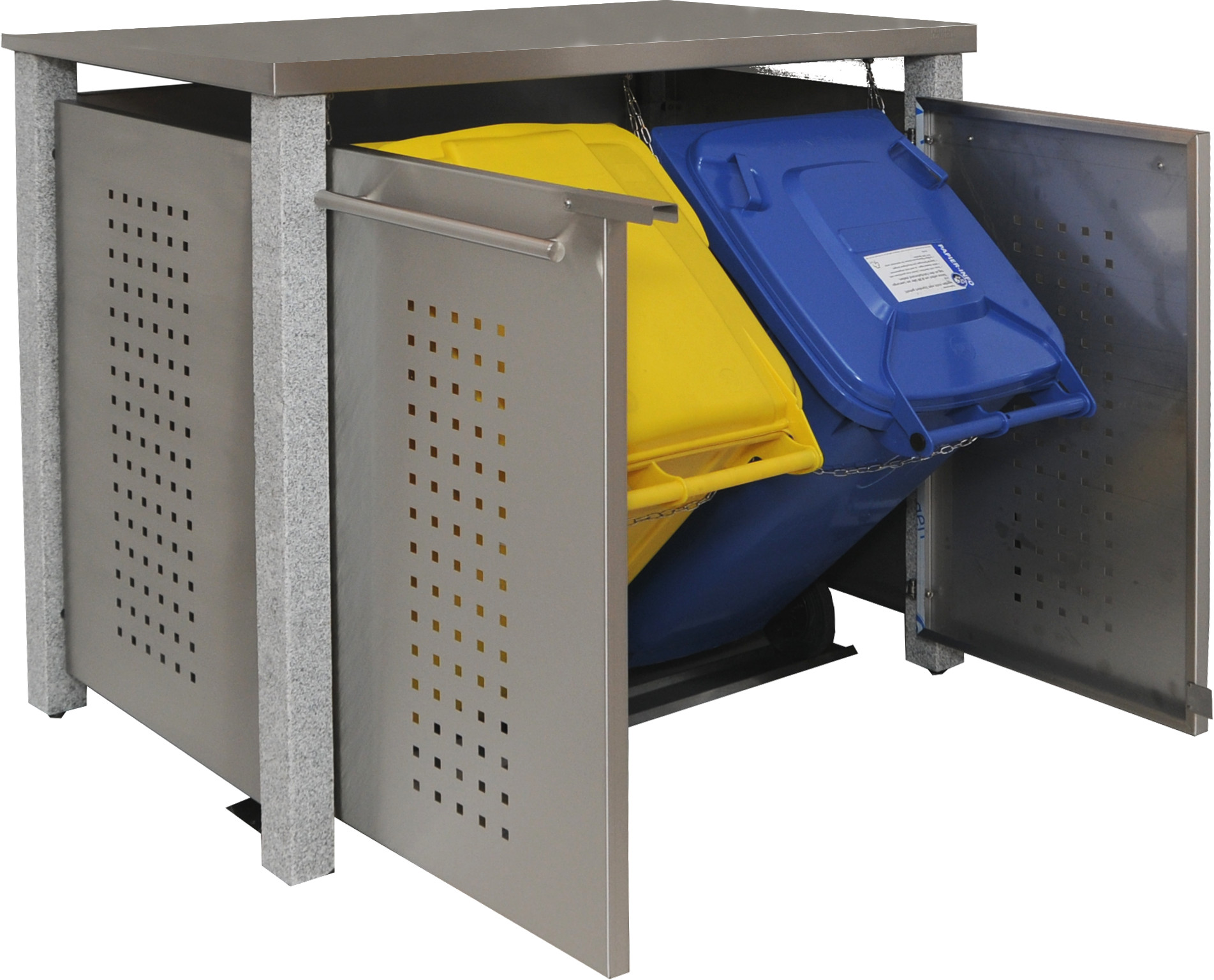 Mülltonnenbox Typ-ND, 2x 120l, Türfarbe Edelstahl