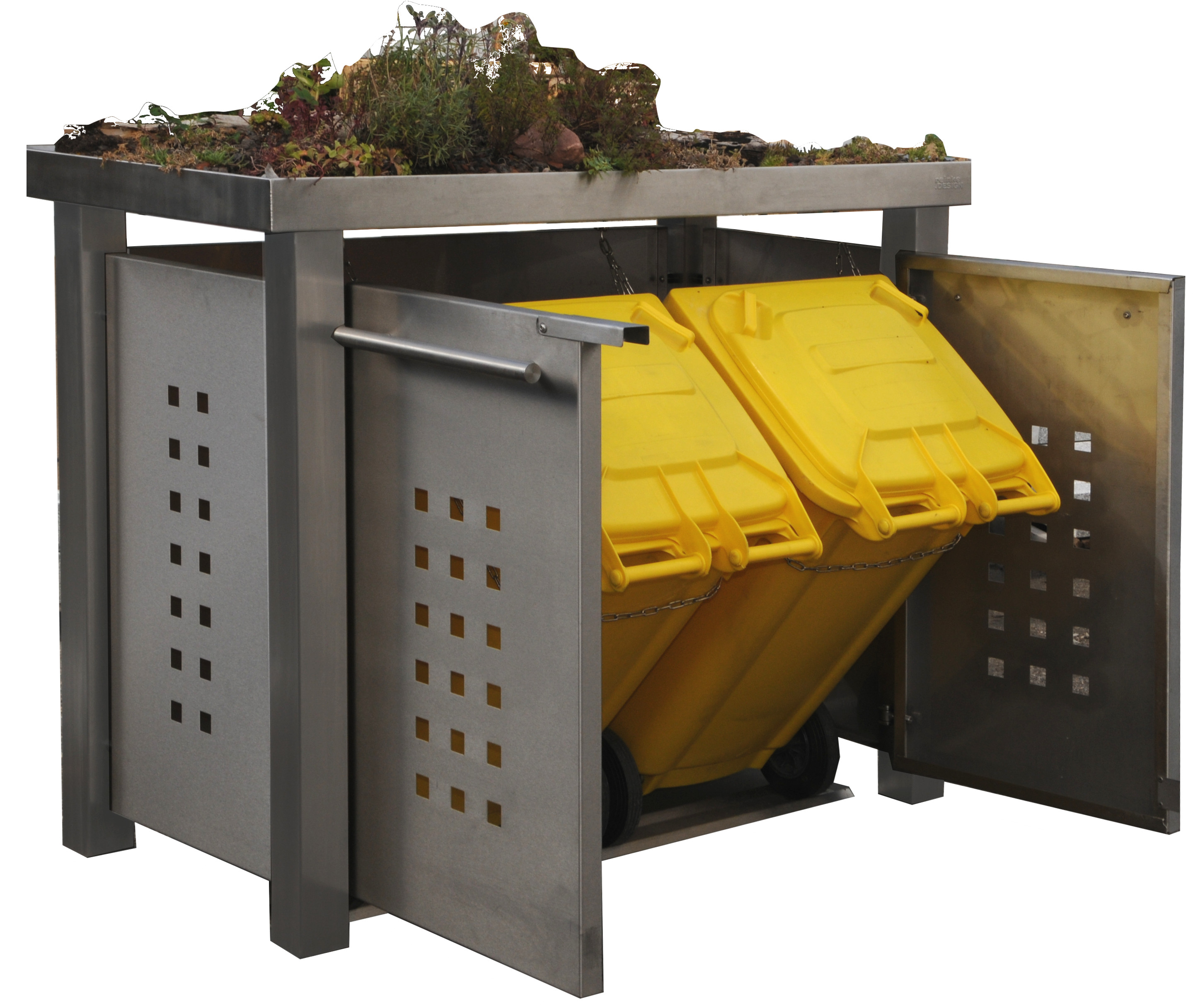 Mülltonnenbox Typ-EW, 2x 120l, Türfarbe Edelstahl