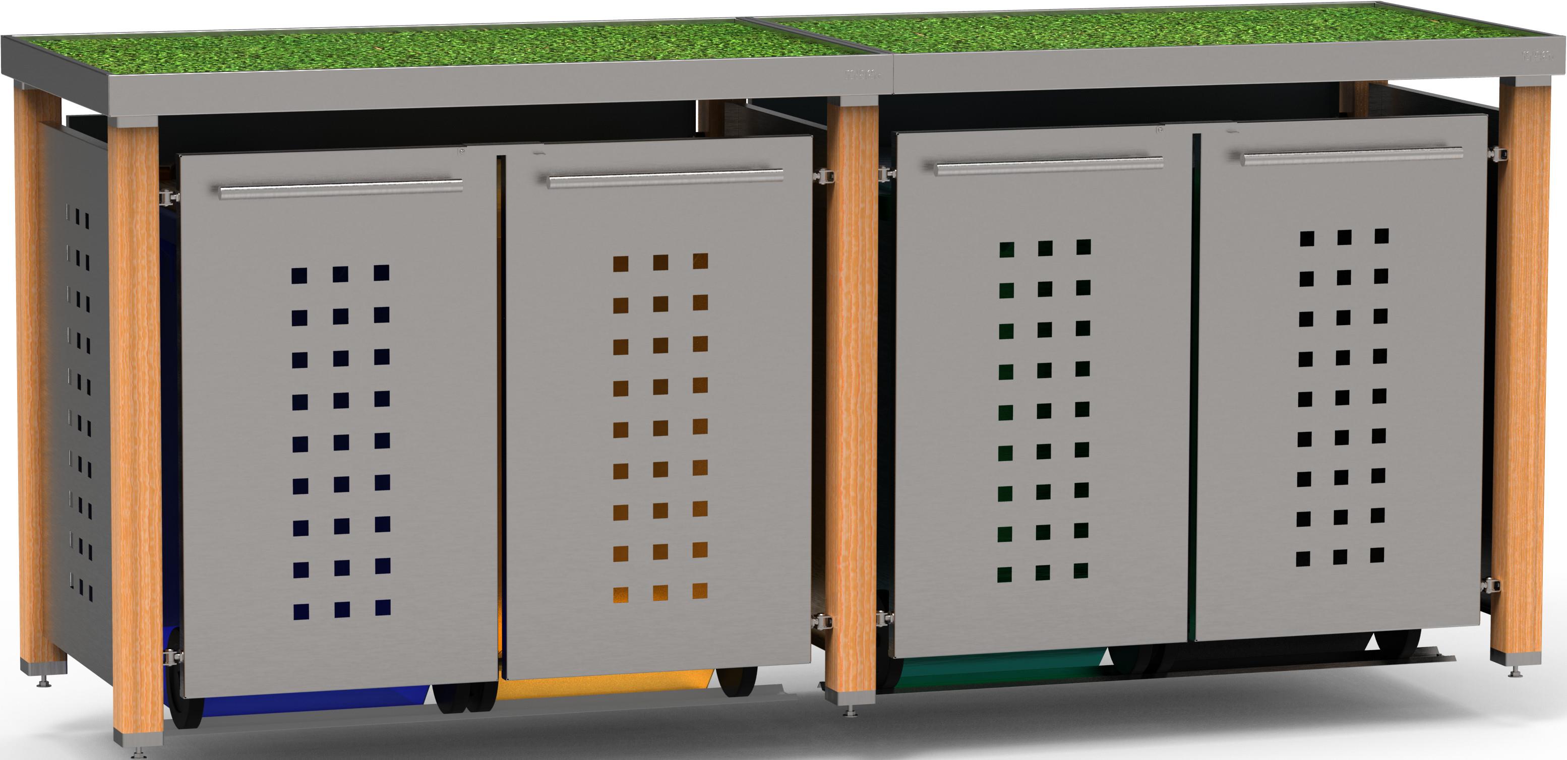 Mülltonnenbox Typ-HW, 4x 120l, Türfarbe Edelstahl