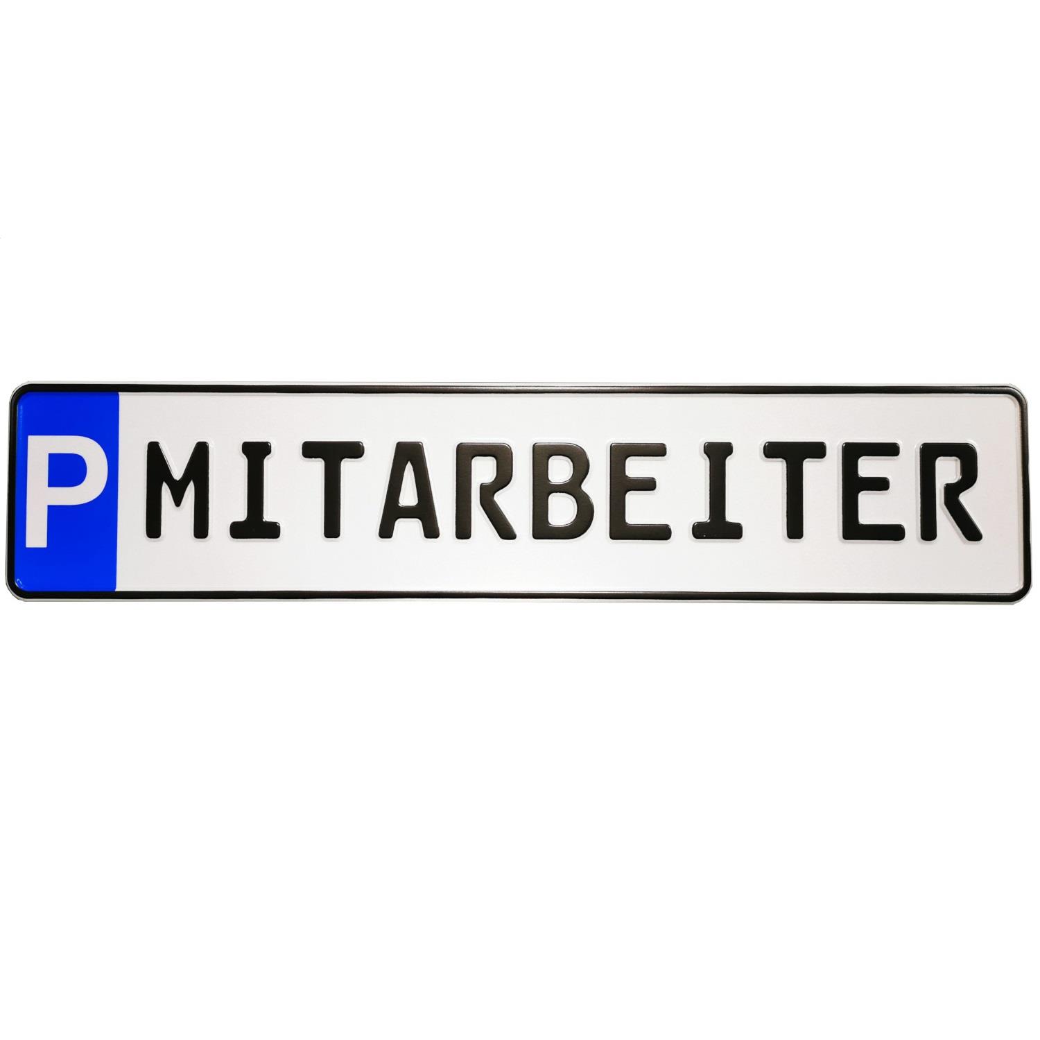 Schild zum einschieben "P-MITARBEITER" - KFZ Normgröße, geprägt