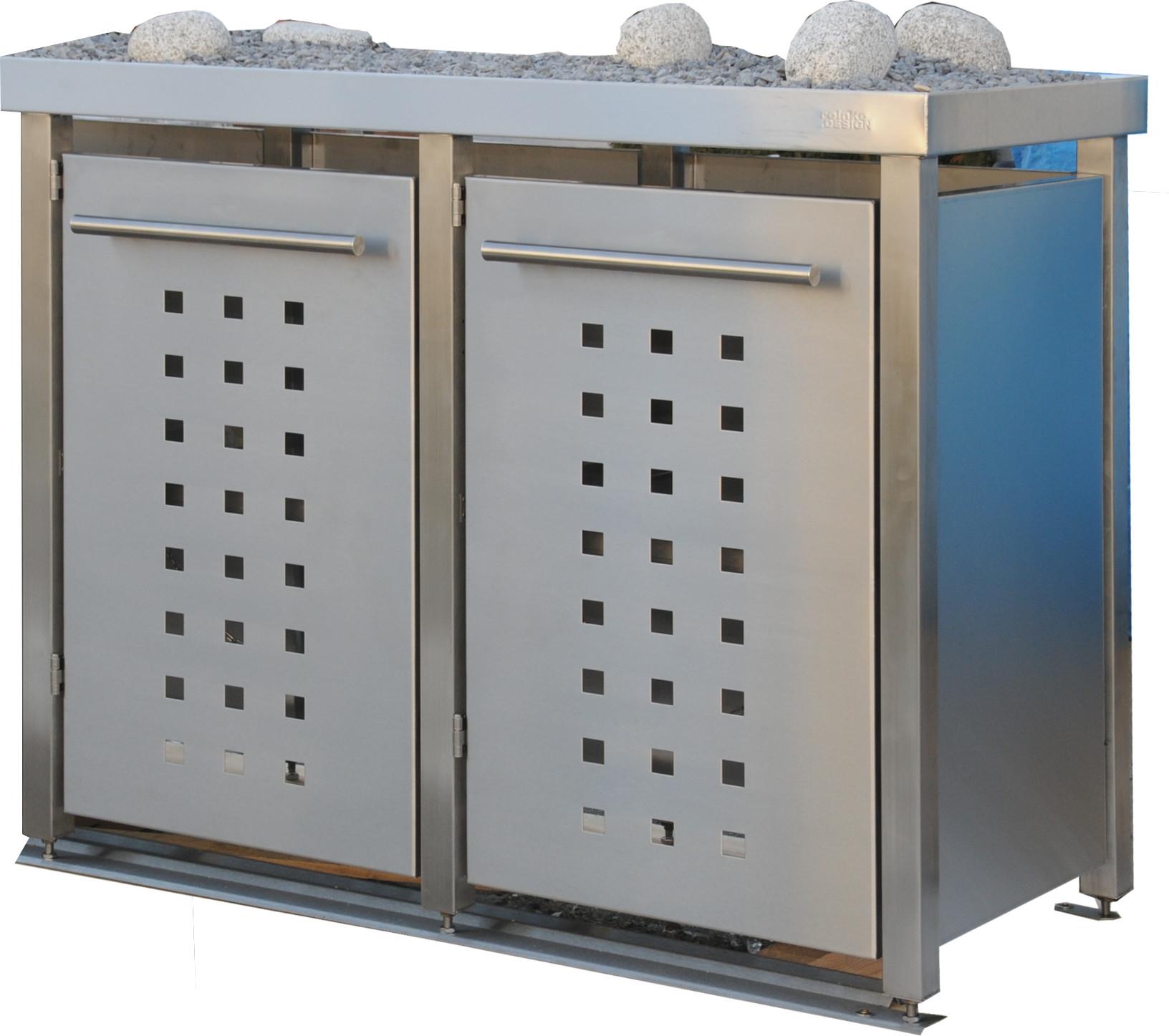 Mülltonnenbox Typ-MW, 2x 120l, Türfarbe Edelstahl