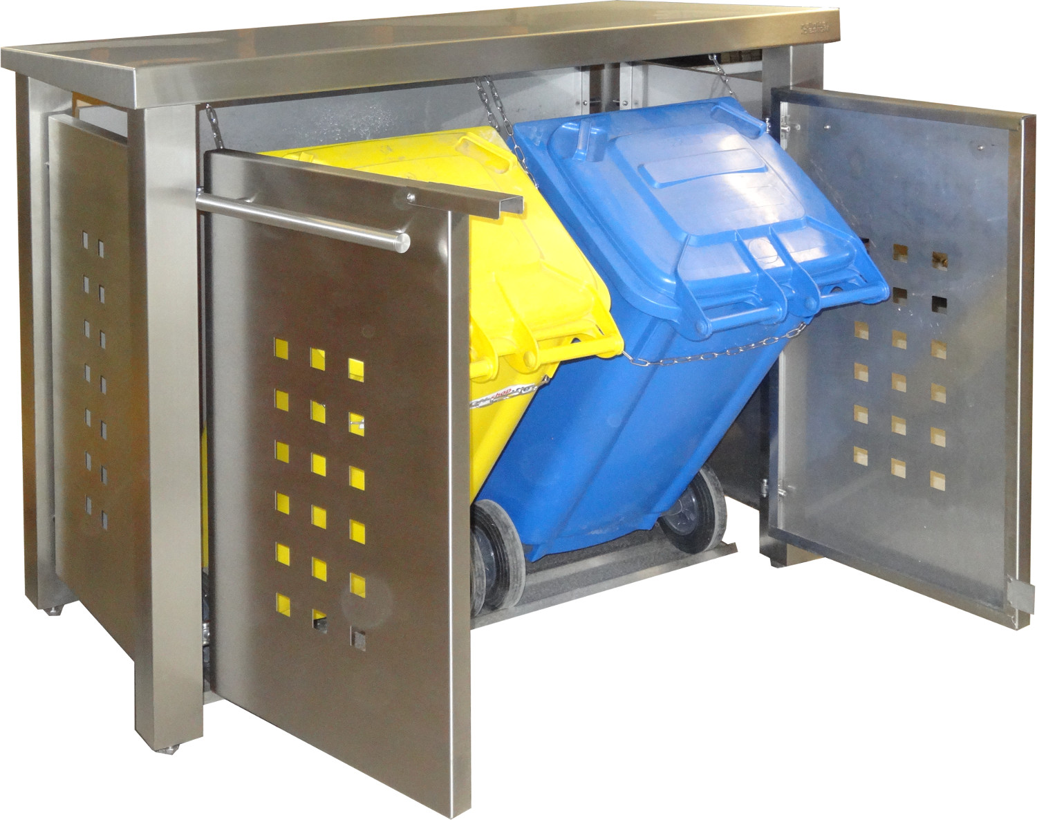 Mülltonnenbox Typ-ED, 2x 240l, Türfarbe Edelstahl