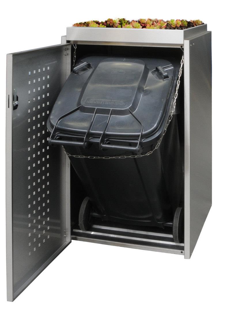 Mülltonnenbox Boxxi Typ-XW, 3x 120l, Türfarbe Edelstahl