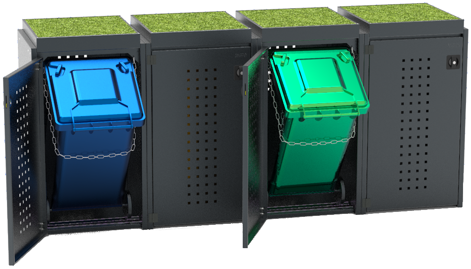 Müllbox Boxxi Typ-XW, 4x 240l, Türfarbe Anthrazit