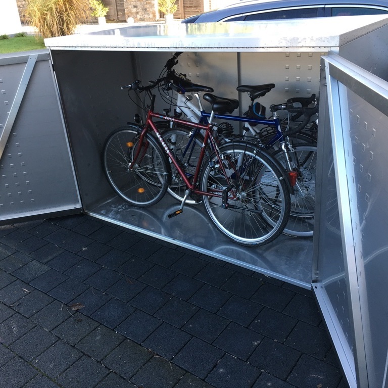 Fahrradbox Typ-FD, für 3 Fahrräder, Pultdach, Edelstahl