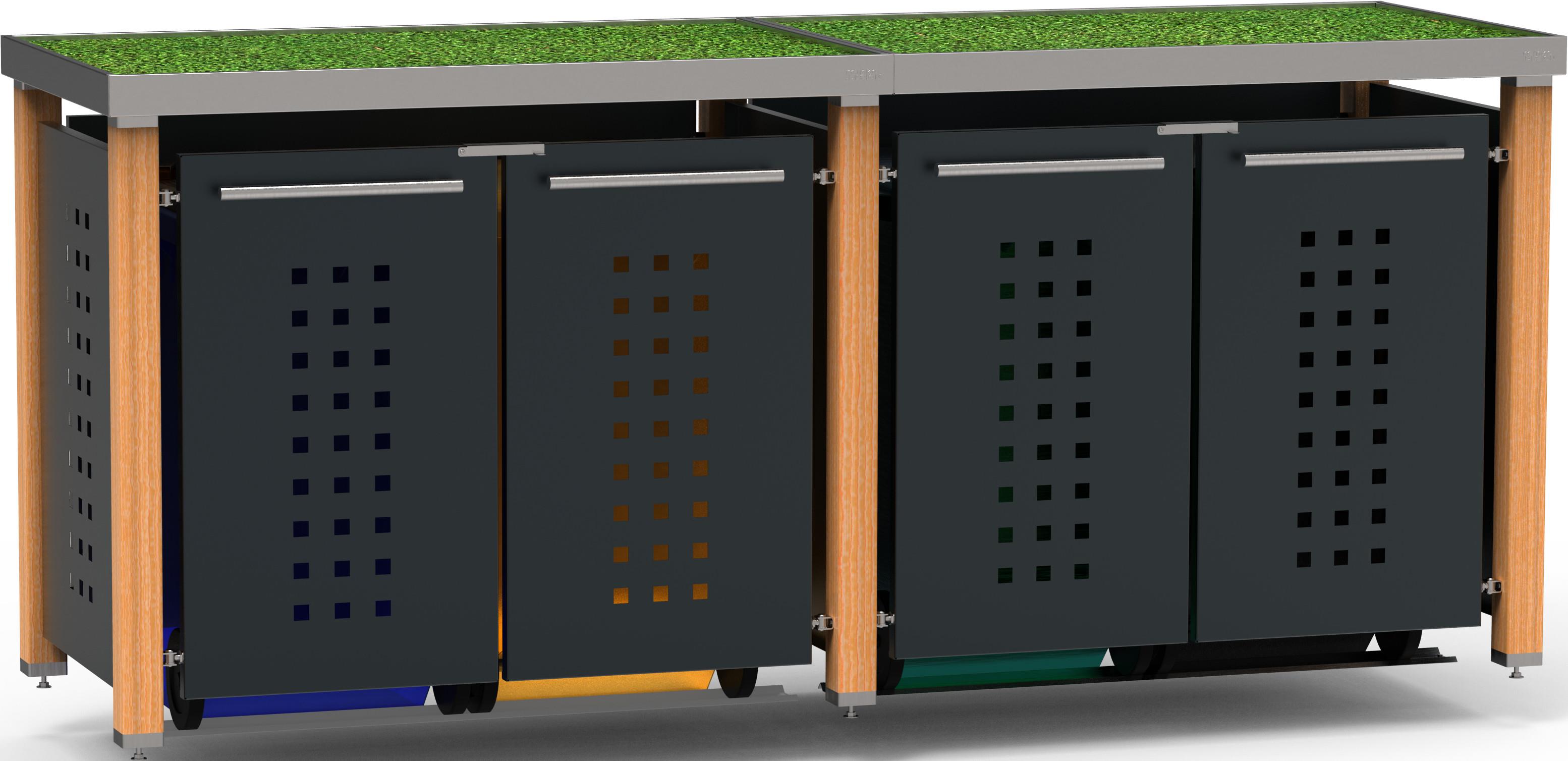 Mülltonnenbox Typ-HW, 4x 120l, Türfarbe Anthrazit