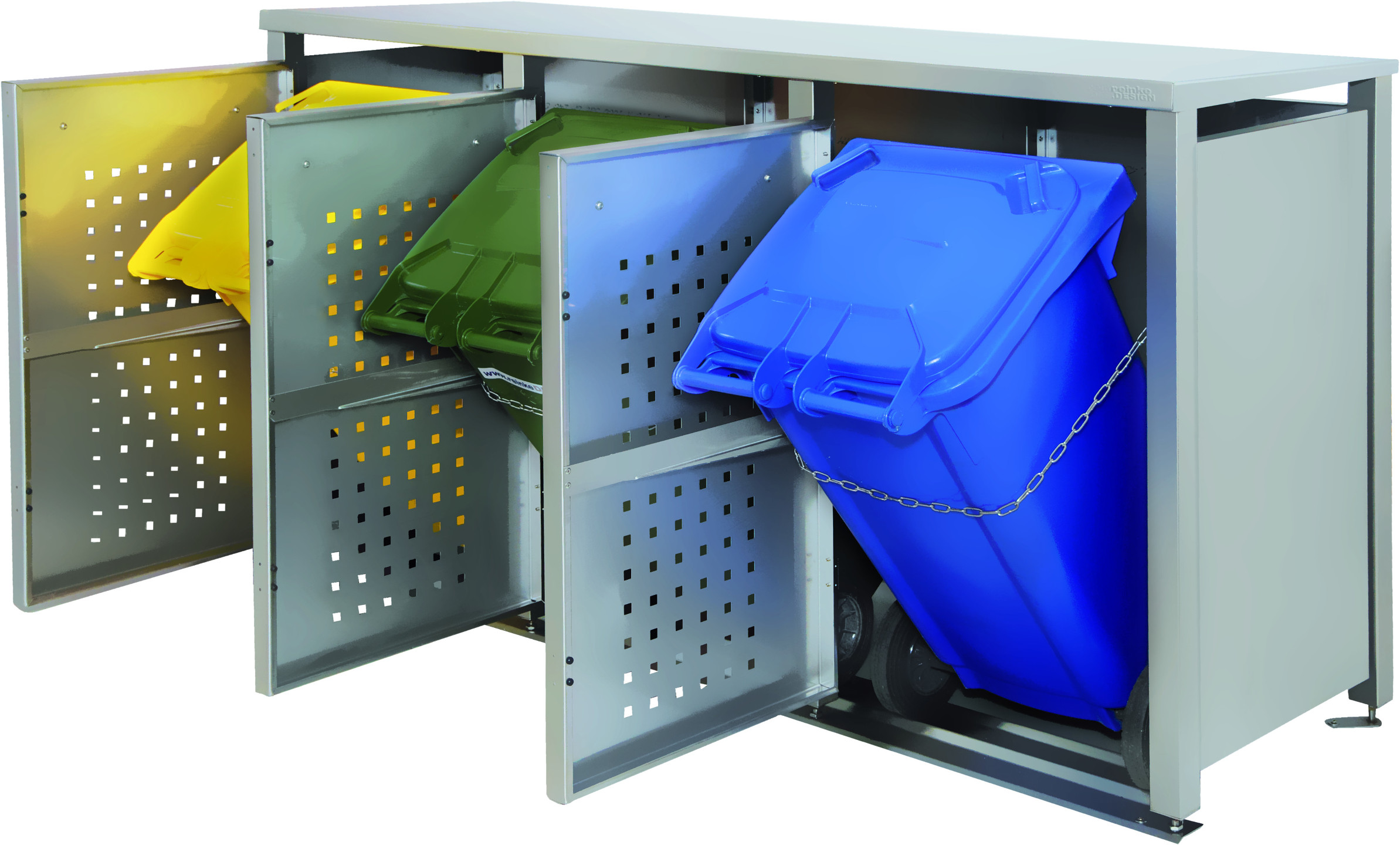 Müllbox Typ-MD, 2x 240l + 1x 120l, Türfarbe Edelstahl