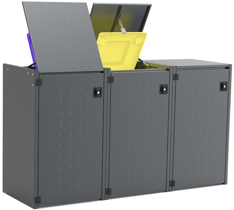 Mülltonnenbox Boxxi Typ-XD, 3x 120l, Türfarbe Anthrazit
