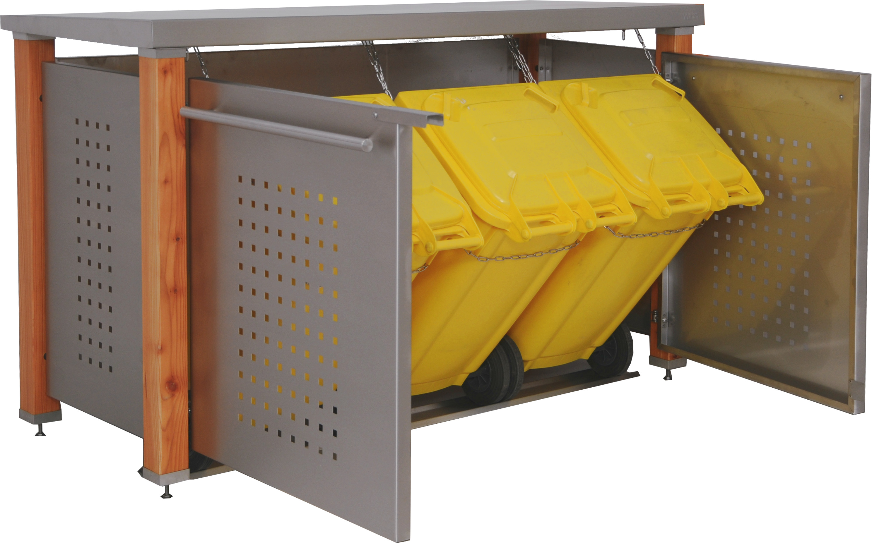 Mülltonnenbox Typ-HD, 3x 120l, Türfarbe Edelstahl