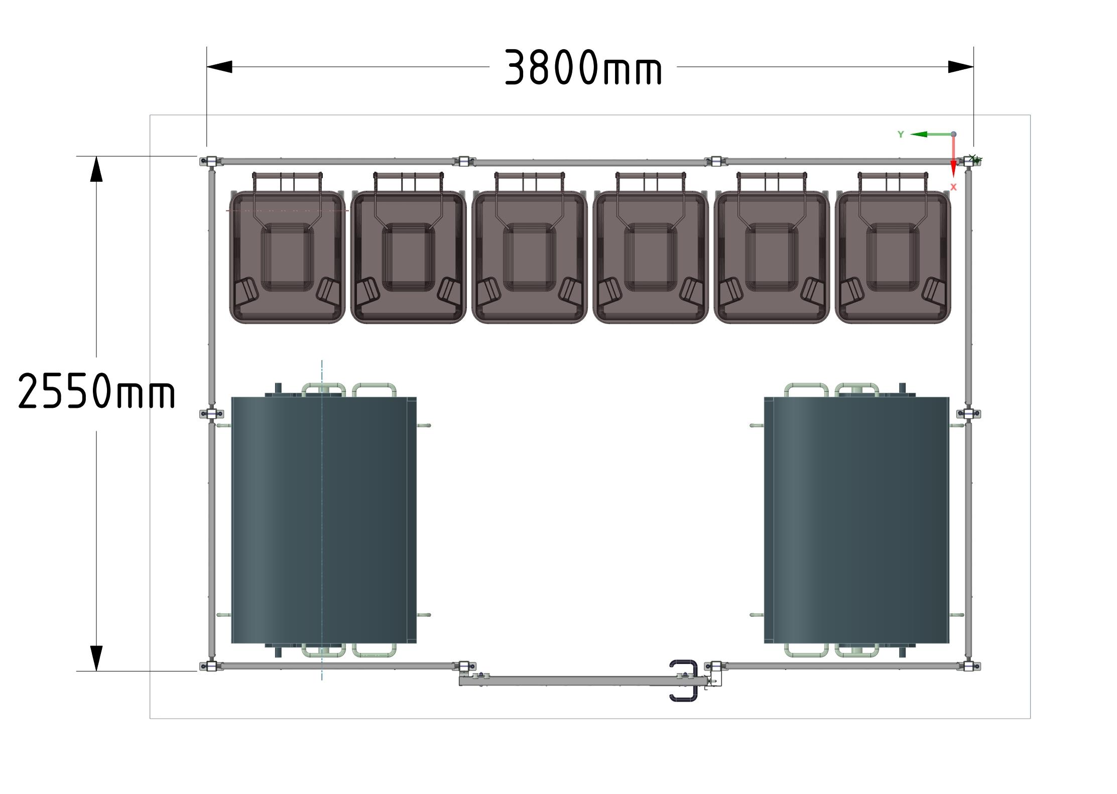 Einhausung für 1100l Container bzw. Fahrräder 3,8x2,55m