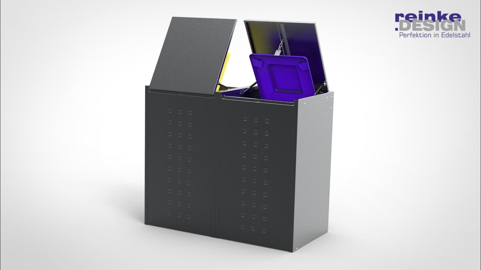 Mülltonnenbox Boxxi Typ-XD, 2x 240l, Türfarbe Anthrazit