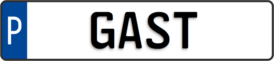 Schild zur Parkplatzkennzeichnung "P-GAST"- KFZ Normgröße, geprägt.